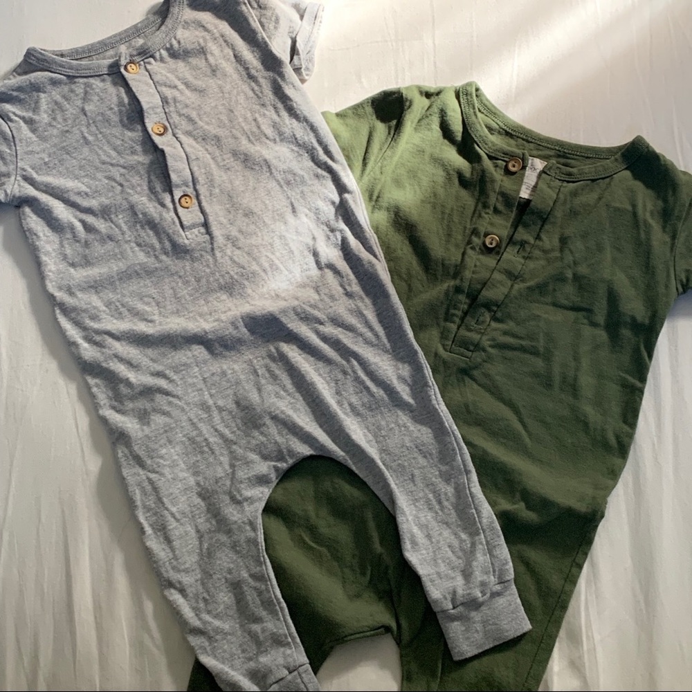 Set of 2 Mini Mioche Organic Cotton Rompers
